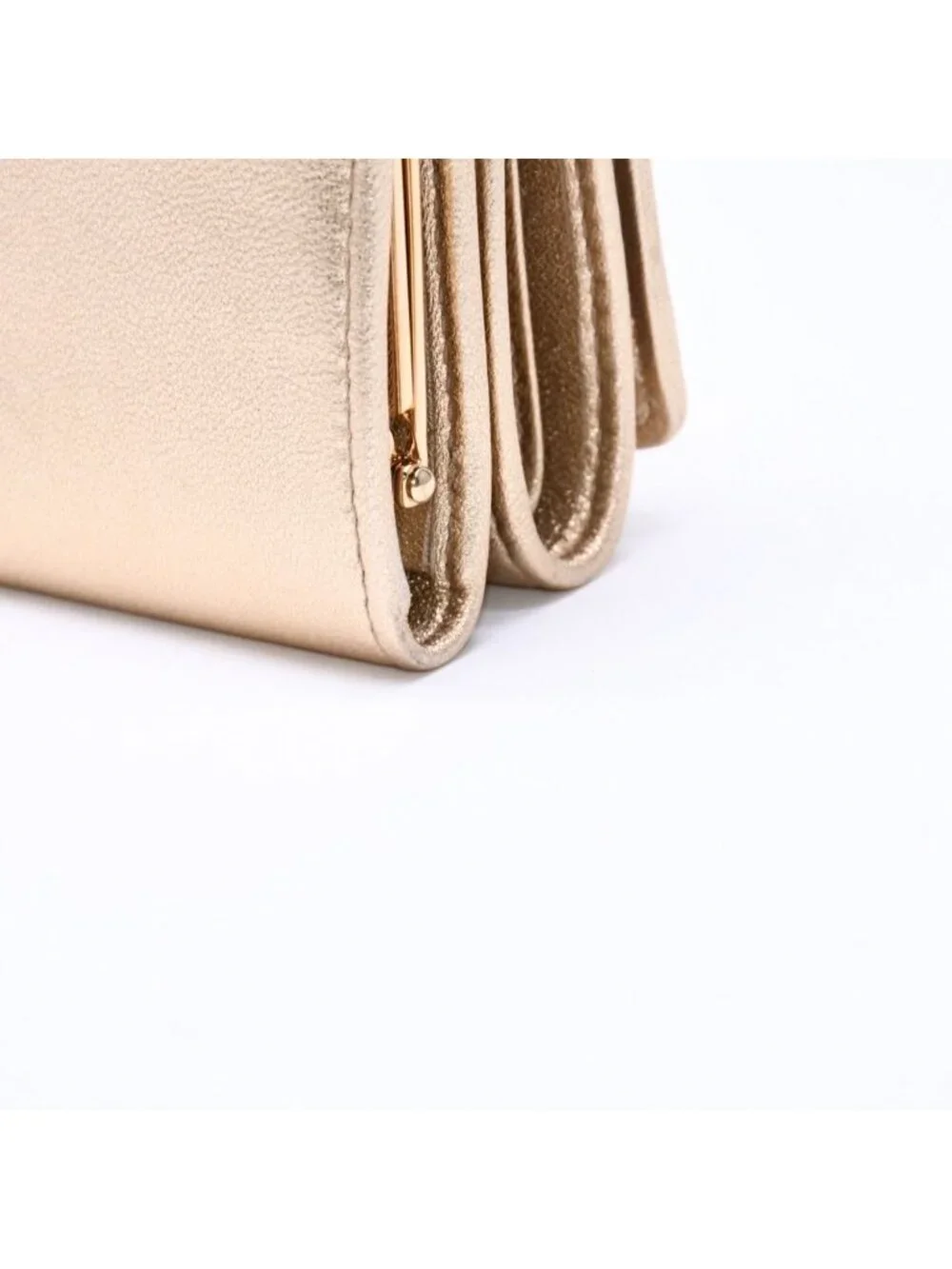 Miu Miu Matelasse Compact Wallet Trifold Gathered Gold Leather
